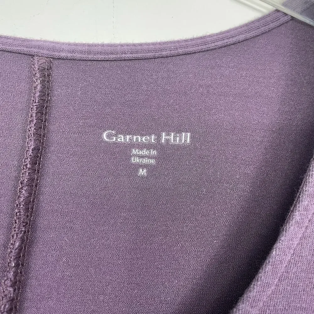 Garnet Hill Tencel Swing Dress Size M Purple Stretch Lagenlook Comfort Career